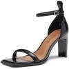 DREAM PAIRS Black High Heels Chunky Block Square Toe Heels for Women Sexy Dressy Open Toe Chain Heel Sandals Size 8 SDHS2231W