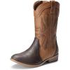 DREAM PAIRS Cowgirl Boots for Girls Boys Cowboy Boots Kids Western Embroidered Mid Calf Riding Shoes with Walking Heel Toddler/Little Kid/Big Kid(Tan/Brown)