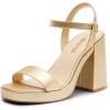 DREAM PAIRS Heels for Women Block Chunky Platform High Heels Open Toe GISELLE Fashion Wedding Party Evening Prom Dance Ankle Strap Dress Pump Sandals Shoes(Gold)