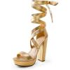 DREAM PAIRS High Heels Chunky Block Platform Heels for Women Strappy Gladiator Sexy Open Toe Heels Dressy Pumps Sandals(Gold)