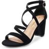 DREAM PAIRS Women’s Ankle Strap Dress Pump Low Chunky Heel Sandals(Black-nubuck)