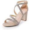 DREAM PAIRS Women’s Ankle Strap Dress Pump Low Chunky Heel Sandals(Gold-rhinestone)