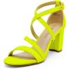 DREAM PAIRS Women’s Ankle Strap Dress Pump Low Chunky Heel Sandals(Neon/Lime/Nubuck)