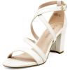 DREAM PAIRS Women’s Ankle Strap Dress Pump Low Chunky Heel Sandals(White/Pu)