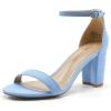 DREAM PAIRS Women’s Chunk Low Heel Pump Sandals(Baby/Blue/Suede)