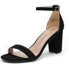 DREAM PAIRS Women’s Chunk Low Heel Pump Sandals(Black/Nubuck)