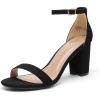 DREAM PAIRS Women’s Chunk Low Heel Pump Sandals(Black/Suede)