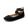 DREAM PAIRS Women’s Comfortable Fashion Elastic Ankle Straps Flats Shoes(Black)
