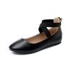 DREAM PAIRS Women’s Comfortable Fashion Elastic Ankle Straps Flats Shoes(Black/Pu)