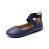 DREAM PAIRS Women’s Comfortable Fashion Elastic Ankle Straps Flats Shoes(Navy-pu)
