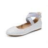 DREAM PAIRS Women’s Comfortable Fashion Elastic Ankle Straps Flats Shoes(Silver/Glitter)