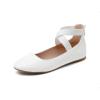 DREAM PAIRS Women’s Comfortable Fashion Elastic Ankle Straps Flats Shoes(White/Pu)