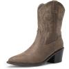 DREAM PAIRS Women’s Cowboy Boots, Pointed Toe Chunky Heel, Zipper Pull-On Stitched Western Ankle Boots(Brown-pu)