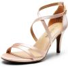 DREAM PAIRS Women’s Fashion Stilettos Open Toe Pump Heel Sandals(Champagne-satin)