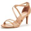 DREAM PAIRS Women’s Fashion Stilettos Open Toe Pump Heel Sandals(Nude/Pu)