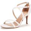 DREAM PAIRS Women’s Fashion Stilettos Open Toe Pump Heel Sandals(White/Pu)