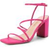 DREAM PAIRS Women’s Heels Chunky Block Strappy Square Open Toe Ankle Buckle Heeled Sandals Wedding Party Dress Shoes Indie(Hot Pink)