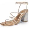 DREAM PAIRS Women’s Heels Chunky Block Strappy Square Open Toe Ankle Buckle Heeled Sandals Wedding Party Dress Shoes Indie(Rose Gold-rhinestone)
