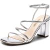 DREAM PAIRS Women’s Heels Chunky Block Strappy Square Open Toe Ankle Buckle Heeled Sandals Wedding Party Dress Shoes Indie(Silver-pu)