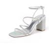DREAM PAIRS Women’s Heels Chunky Block Strappy Square Open Toe Ankle Buckle Heeled Sandals Wedding Party Dress Shoes Indie(Silver-rhinestone)