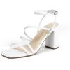DREAM PAIRS Women’s Heels Chunky Block Strappy Square Open Toe Ankle Buckle Heeled Sandals Wedding Party Dress Shoes Indie(White)
