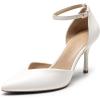 DREAM PAIRS Women’s High Heels Strappy Closed Toe Stiletto Ankle Strap Pointed Toe D’Orsay Heel Dress Wedding Party Pumps Shoes(White/Pu)
