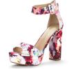 DREAM PAIRS Women’s Hi-lo Heeled Sandal(Floral)