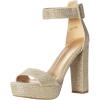 DREAM PAIRS Women’s Hi-lo Heeled Sandal(Gold/Glitter)