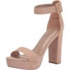 DREAM PAIRS Women’s Hi-lo Heeled Sandal(Nude Suede)