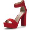 DREAM PAIRS Women’s Hi-lo Heeled Sandal(Red/Suede)