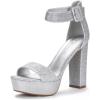 DREAM PAIRS Women’s Hi-lo Heeled Sandal(Silver/Glitter)
