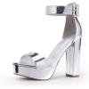 DREAM PAIRS Women’s Hi-lo Heeled Sandal(Silver-pat)