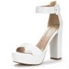 DREAM PAIRS Women’s Hi-lo Heeled Sandal(White/Pu)