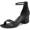DREAM PAIRS Womens Low-Chunk Low Heel Pump Sandal(Black/Rhinestone)