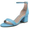 DREAM PAIRS Womens Low-Chunk Low Heel Pump Sandal(Blue/Suede)
