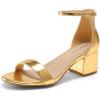 DREAM PAIRS Womens Low-Chunk Low Heel Pump Sandal(Gold-metallic)