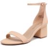 DREAM PAIRS Womens Low-Chunk Low Heel Pump Sandal(Nude)