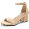 DREAM PAIRS Womens Low-Chunk Low Heel Pump Sandal(Nude/Nubuck)