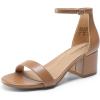 DREAM PAIRS Womens Low-Chunk Low Heel Pump Sandal(Nude/Pu)