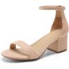 DREAM PAIRS Womens Low-Chunk Low Heel Pump Sandal(Nude-suede)