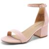 DREAM PAIRS Womens Low-Chunk Low Heel Pump Sandal(Pink/Suede)