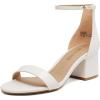 DREAM PAIRS Womens Low-Chunk Low Heel Pump Sandal(White)