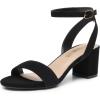 DREAM PAIRS Women’s Open Toe Ankle Strap Low Block Chunky Heels Sandals Party Dress Pumps Shoes(Black/Nubuck)