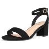 DREAM PAIRS Women’s Open Toe Ankle Strap Low Block Chunky Heels Sandals Party Dress Pumps Shoes(Black/Suede/Carnival)