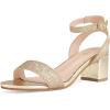 DREAM PAIRS Women’s Open Toe Ankle Strap Low Block Chunky Heels Sandals Party Dress Pumps Shoes(Gold/Glitter)
