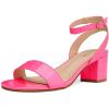 DREAM PAIRS Women’s Open Toe Ankle Strap Low Block Chunky Heels Sandals Party Dress Pumps Shoes(Neon/Pink/Pu)