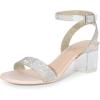 DREAM PAIRS Women’s Open Toe Ankle Strap Low Block Chunky Heels Sandals Party Dress Pumps Shoes(Nude/Clear-rhinestone)