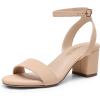 DREAM PAIRS Women’s Open Toe Ankle Strap Low Block Chunky Heels Sandals Party Dress Pumps Shoes(Nude/Nubuck)