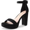 DREAM PAIRS Women’s Platform Chunky High Heeled Sandals Open Toe Block Heels Ankle Strap Dress Shoes for Wedding Party Evening(Black-nubuck)