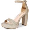 DREAM PAIRS Women’s Platform Chunky High Heeled Sandals Open Toe Block Heels Ankle Strap Dress Shoes for Wedding Party Evening(Gold-glitter)